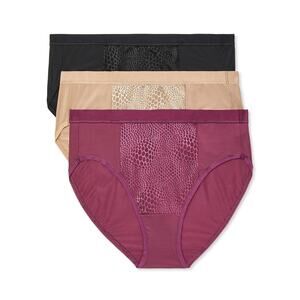 Warner's 3XL 3 Pack Blissful Benefits Tummy Smoothing Microfiber Panties G8-27
